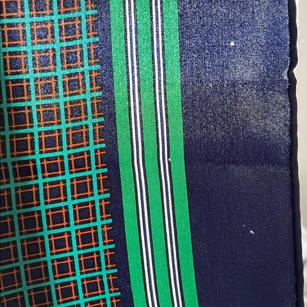 Yves Saint Laurent Vintage Navy Blue Silk Scarf w COA - Picture 14 of 16